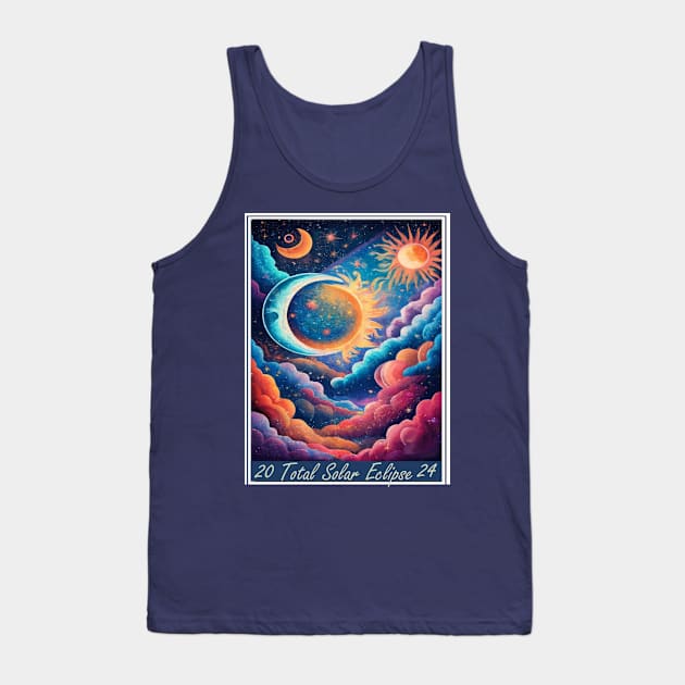 Solar Total Eclipse 2024 Starry Graphic Design Tank Top by tamdevo1